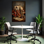 Musikinstrumente Auf Tisch Mit Notenblatt Hintergrund Vintage Ästhetik