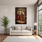 Musikinstrumente Auf Tisch Mit Notenblatt Hintergrund Vintage Ästhetik