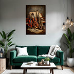 Musikinstrumente Auf Tisch Mit Notenblatt Hintergrund Vintage Ästhetik