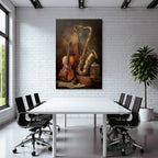 Musikinstrumente Mit Violine Saxophon Vintage Box Notenblatt