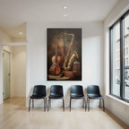 Musikinstrumente Mit Violine Saxophon Vintage Box Notenblatt