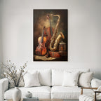 Musikinstrumente Mit Violine Saxophon Vintage Box Notenblatt