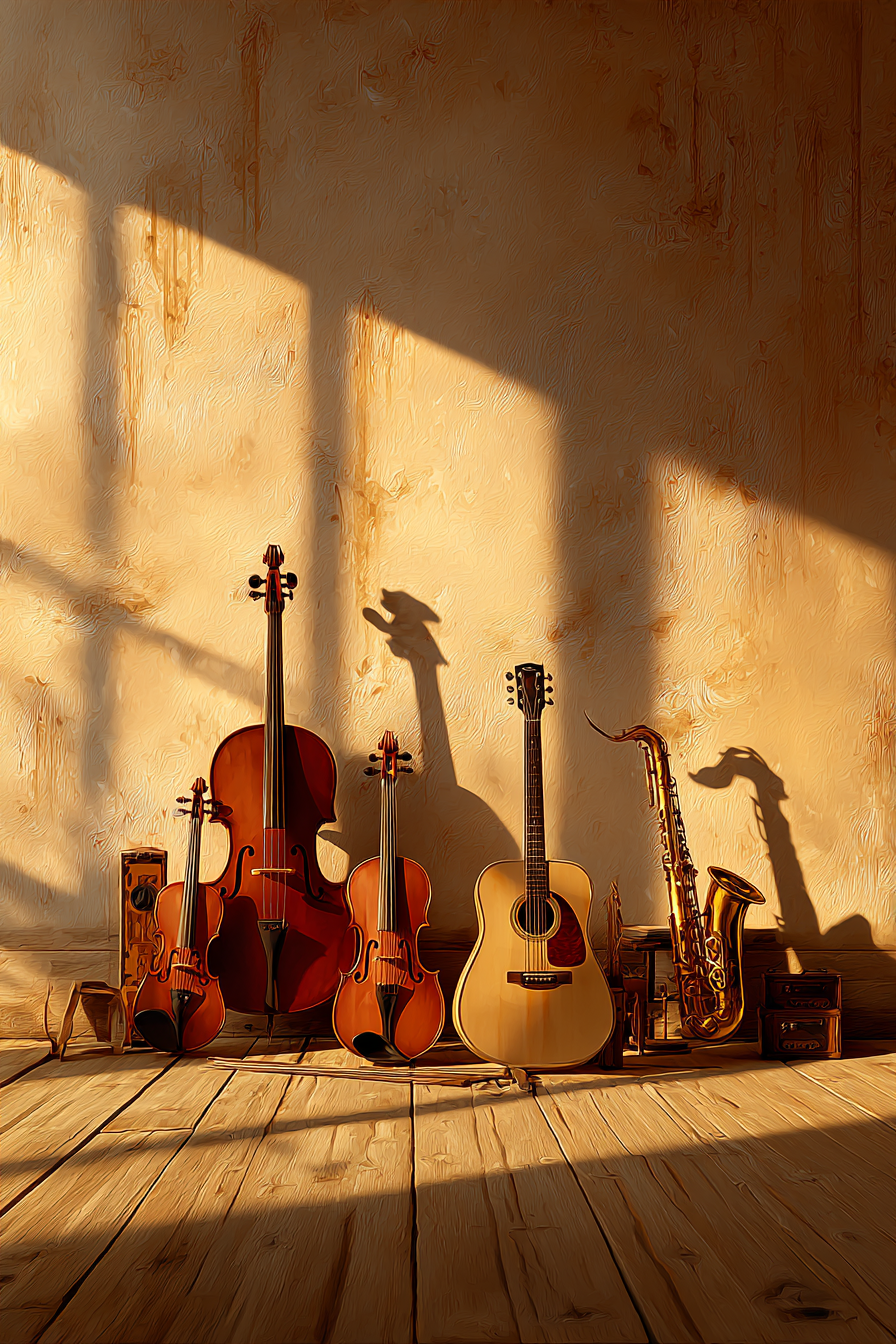 Musikinstrumente Schatten Wand Sonnenlicht | Musik und Instrumente | Themen und Hobbys