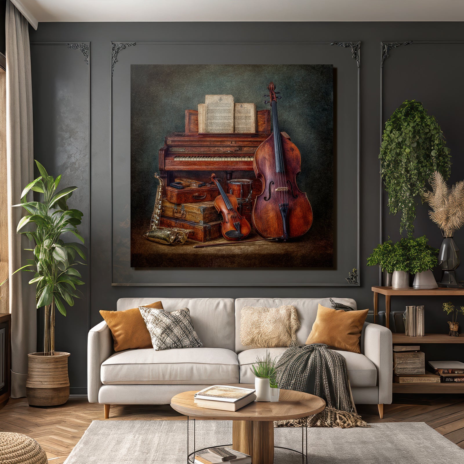 Musikalische Instrumente Arrangiert Piano Cello Klavier Saxophon Trommel
