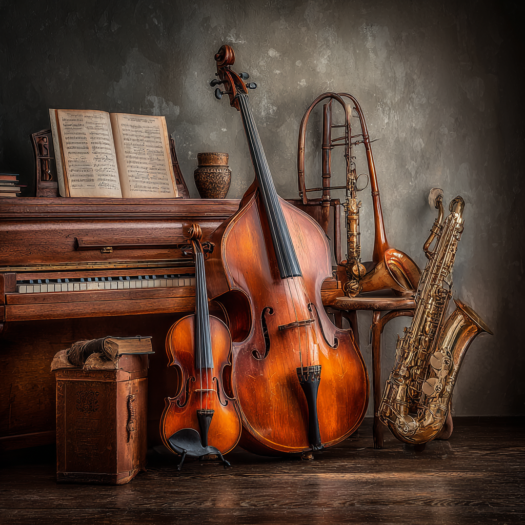 Musikalische Instrumente Im Kunstvollen Setting | Musik und Instrumente | Themen und Hobbys