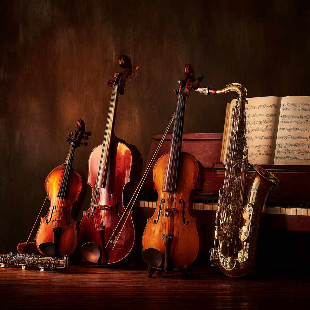 Musikinstrumente Arrangement Stimmungsvoll | Musik und Instrumente | Themen und Hobbys