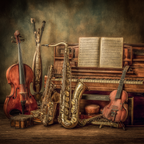 Musikinstrumente Sammlung Near Piano Vintage Ästhetik | Musik und Instrumente | Themen und Hobbys