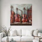 Musikinstrumente Vintage Auf Tisch Mit Noten Blatt Und Kiste