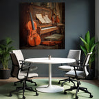 Vintage Musikalische Umgebung Rustikales Piano Geige Notenblatt