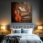 Vintage Musikalische Umgebung Rustikales Piano Geige Notenblatt