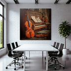 Vintage Musikalische Umgebung Rustikales Piano Geige Notenblatt