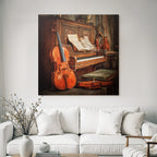 Vintage Musikalische Umgebung Rustikales Piano Geige Notenblatt