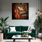 Vintage Musikalische Umgebung Rustikales Piano Geige Notenblatt