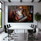 Gemütliche Vintage Musikszene Mit Piano Und Instrumenten