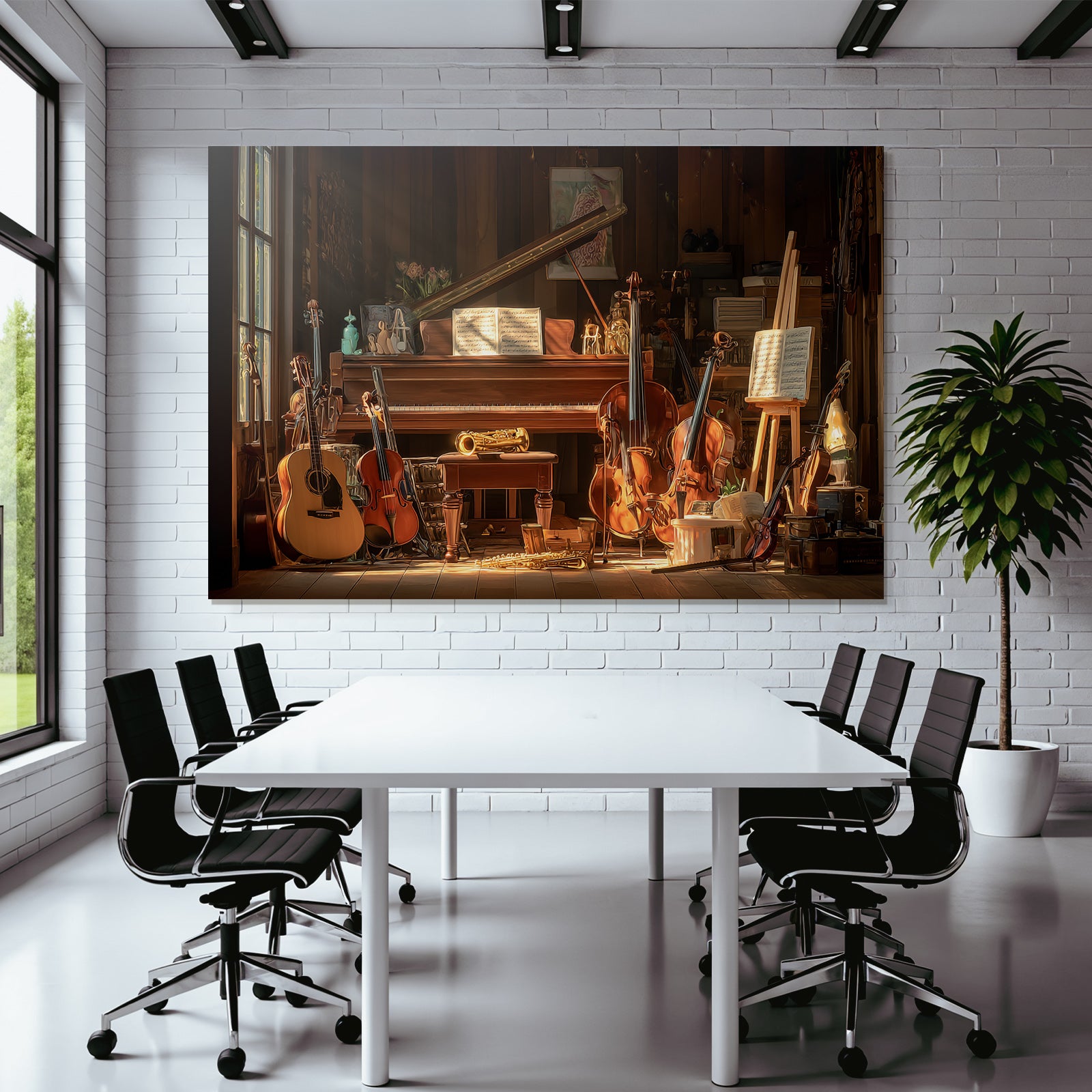 Gemütliches Musikzimmer Mit Instrumenten Und Noten