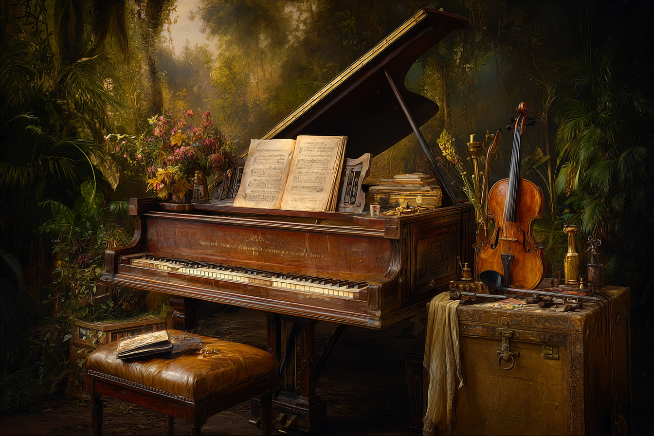 Grand Piano In Tropical Interior Musical Scene | Musik und Instrumente | Themen und Hobbys