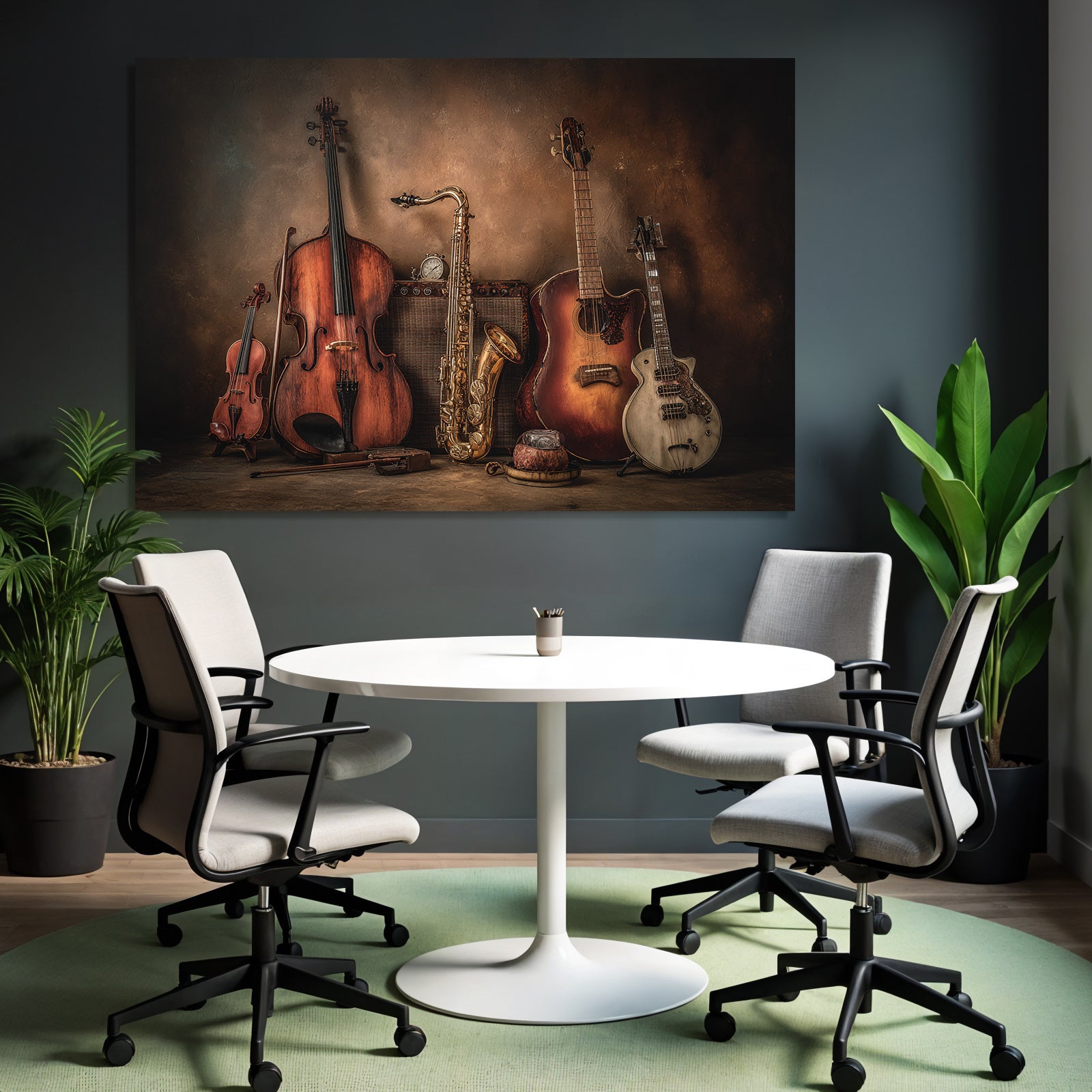 Musikalische Instrumente Arrangement Rustikal