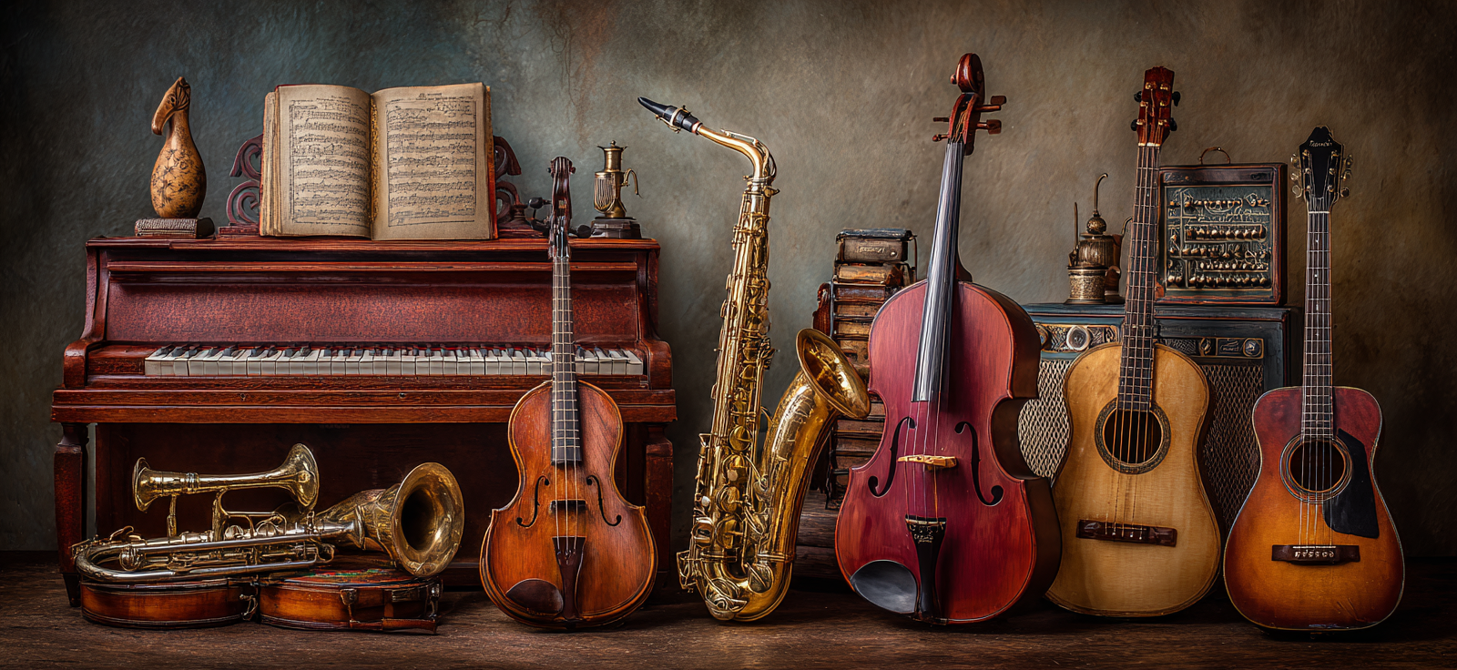 Musikalische Instrumente Sammlung Vintage Ästhetik | Musik und Instrumente | Themen und Hobbys