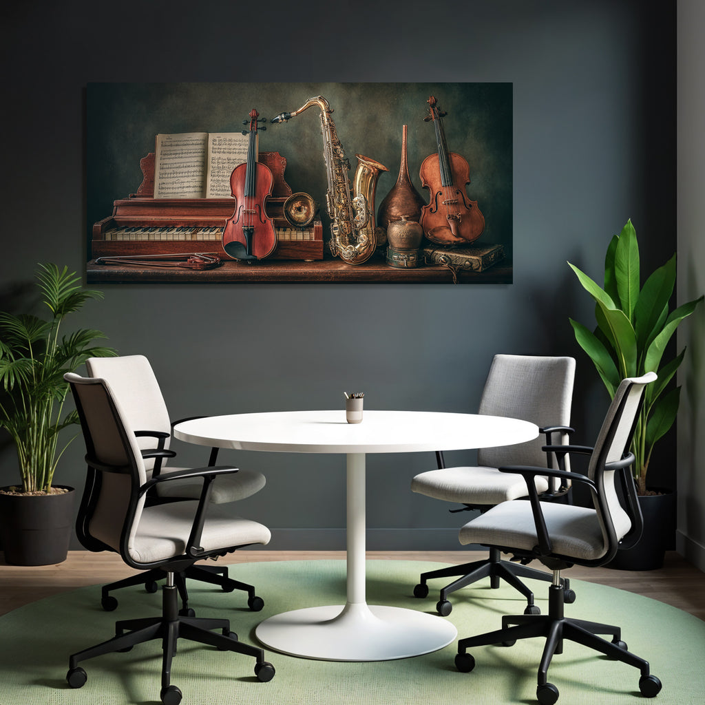 Musikalische Instrumente Tisch Vintage Ästhetik