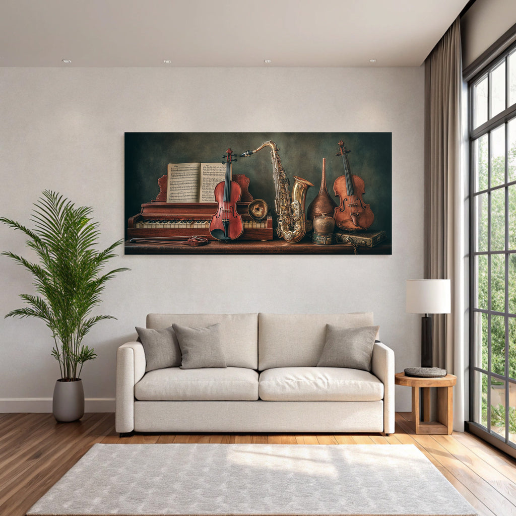 Musikalische Instrumente Tisch Vintage Ästhetik