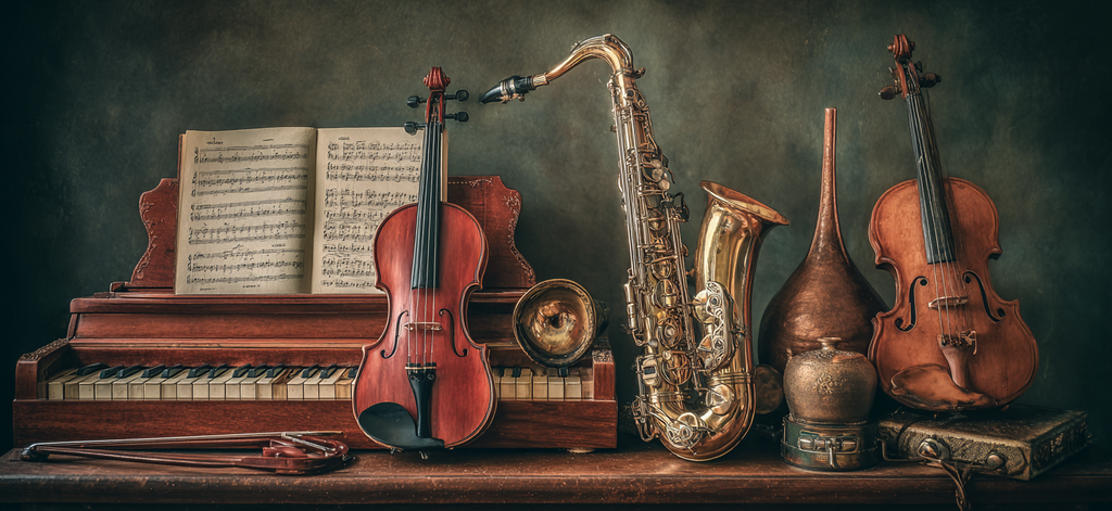 Musikalische Instrumente Tisch Vintage Ästhetik | Musik und Instrumente | Themen und Hobbys