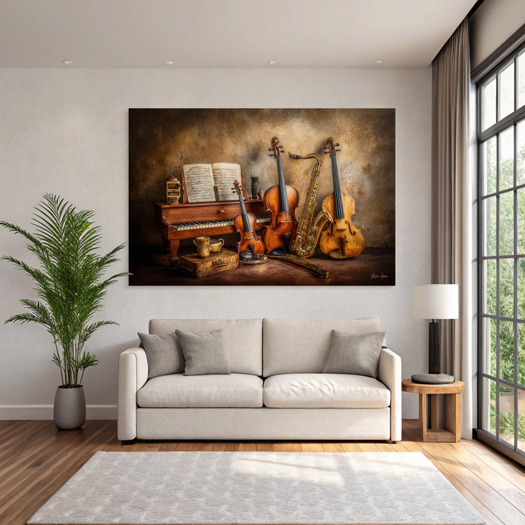 Musikinstrumente Arrangement Mit Vintage Ästhetik