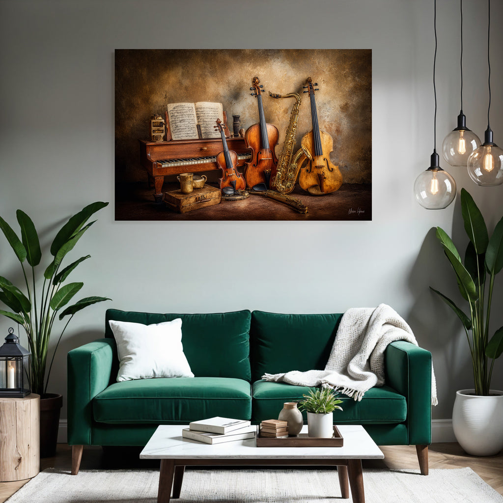 Musikinstrumente Arrangement Mit Vintage Ästhetik