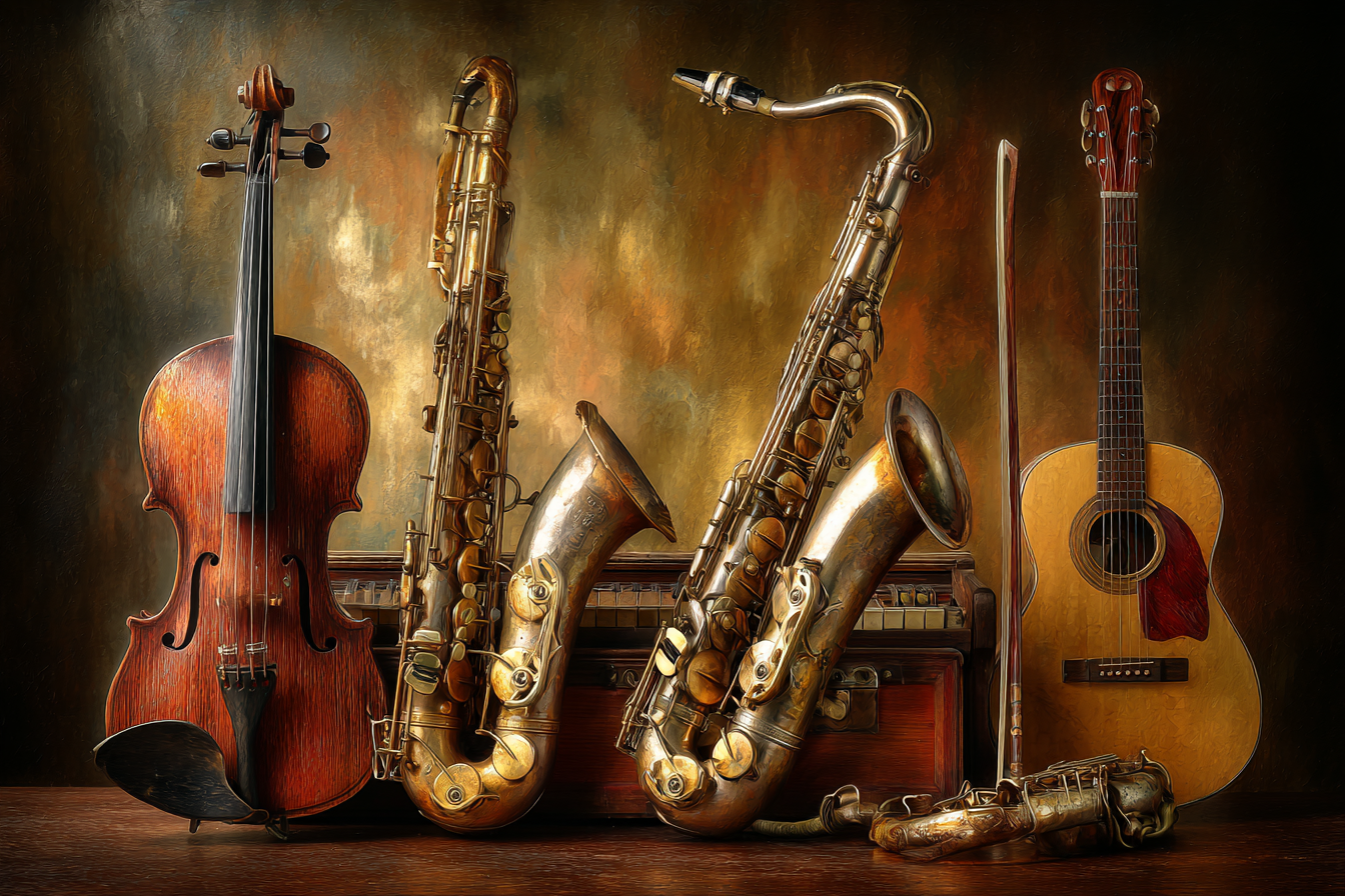 Musikinstrumente Saxophone Geige Gitarre Flote | Musik und Instrumente | Themen und Hobbys