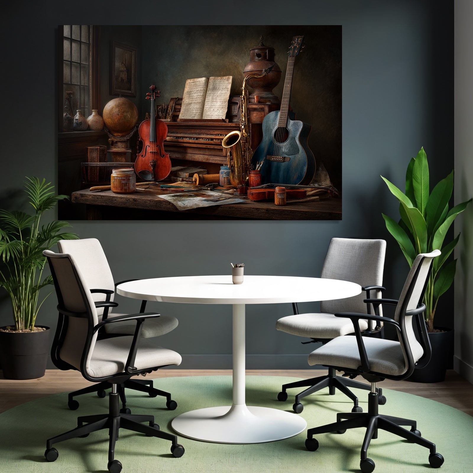 Stillleben Musikinstrumente Kunstbedarf Workspace