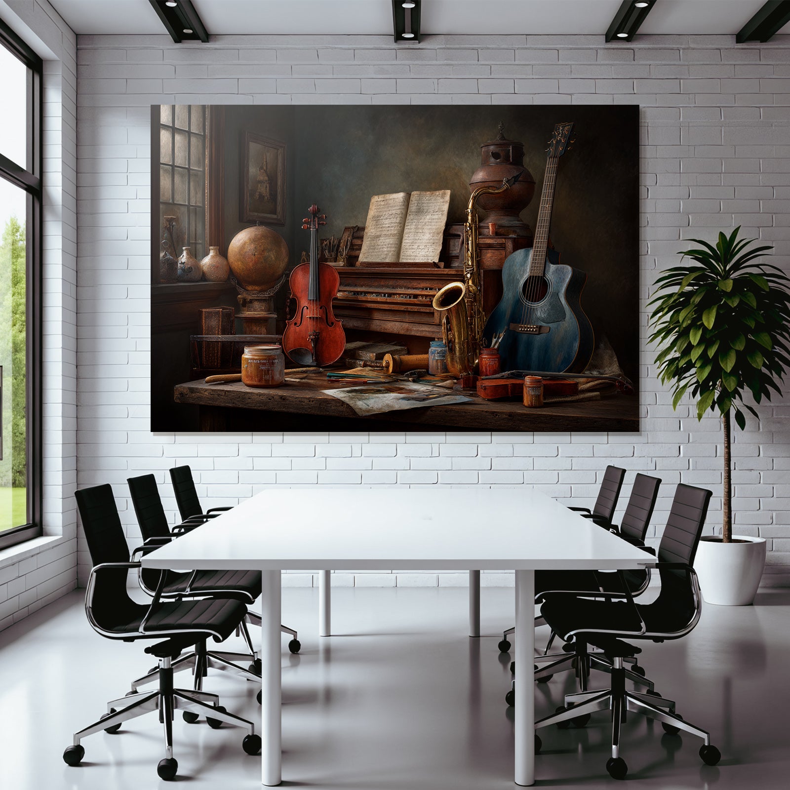 Stillleben Musikinstrumente Kunstbedarf Workspace