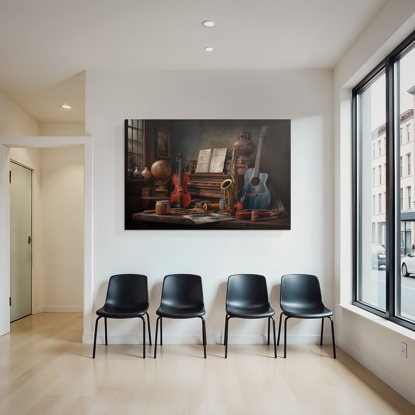 Stillleben Musikinstrumente Kunstbedarf Workspace