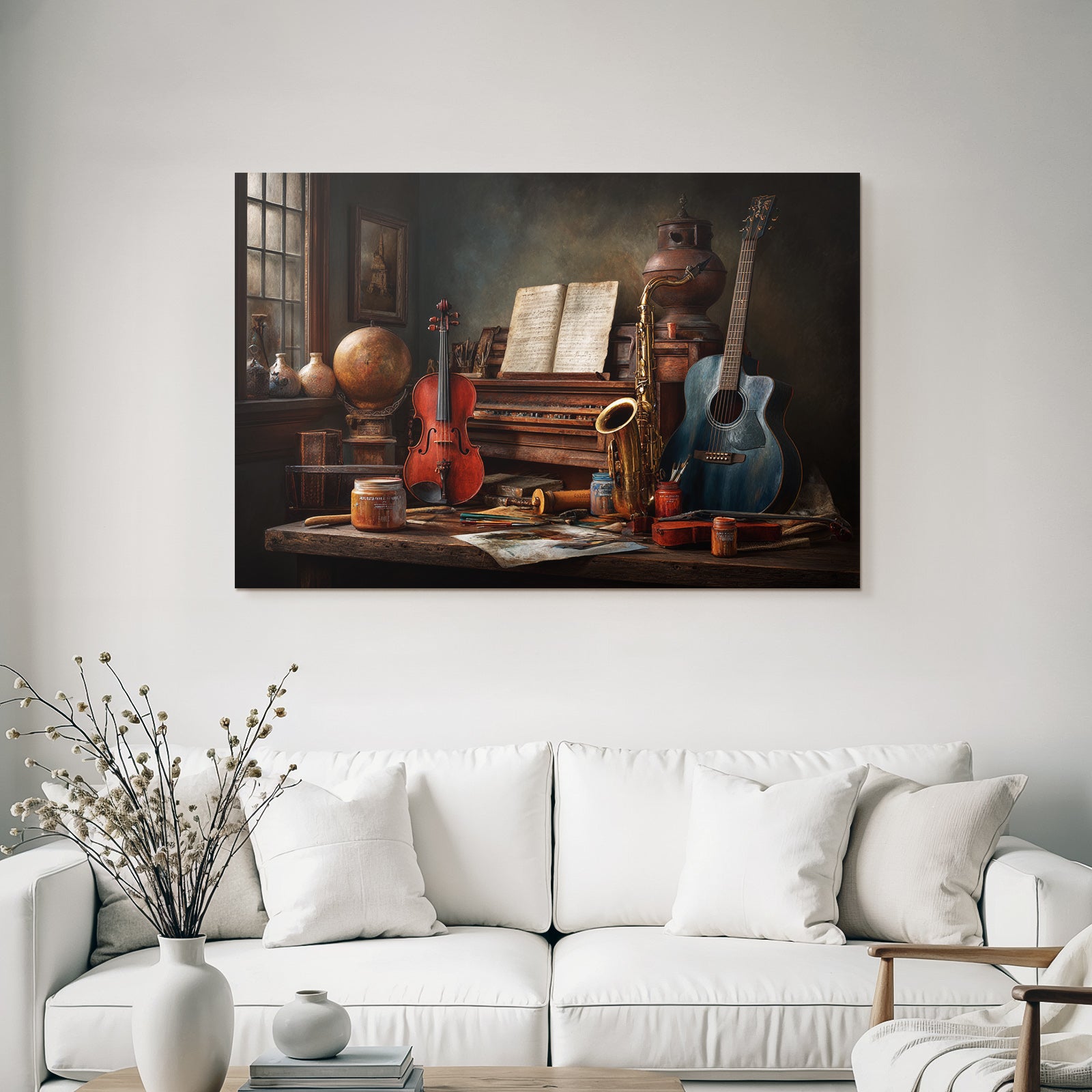 Stillleben Musikinstrumente Kunstbedarf Workspace