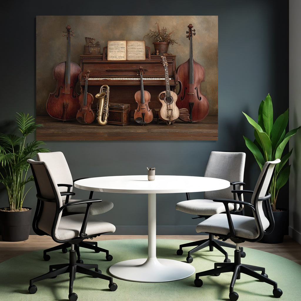 Vintage Piano Mit Streichinstrumenten Saxophon Und Gitarre