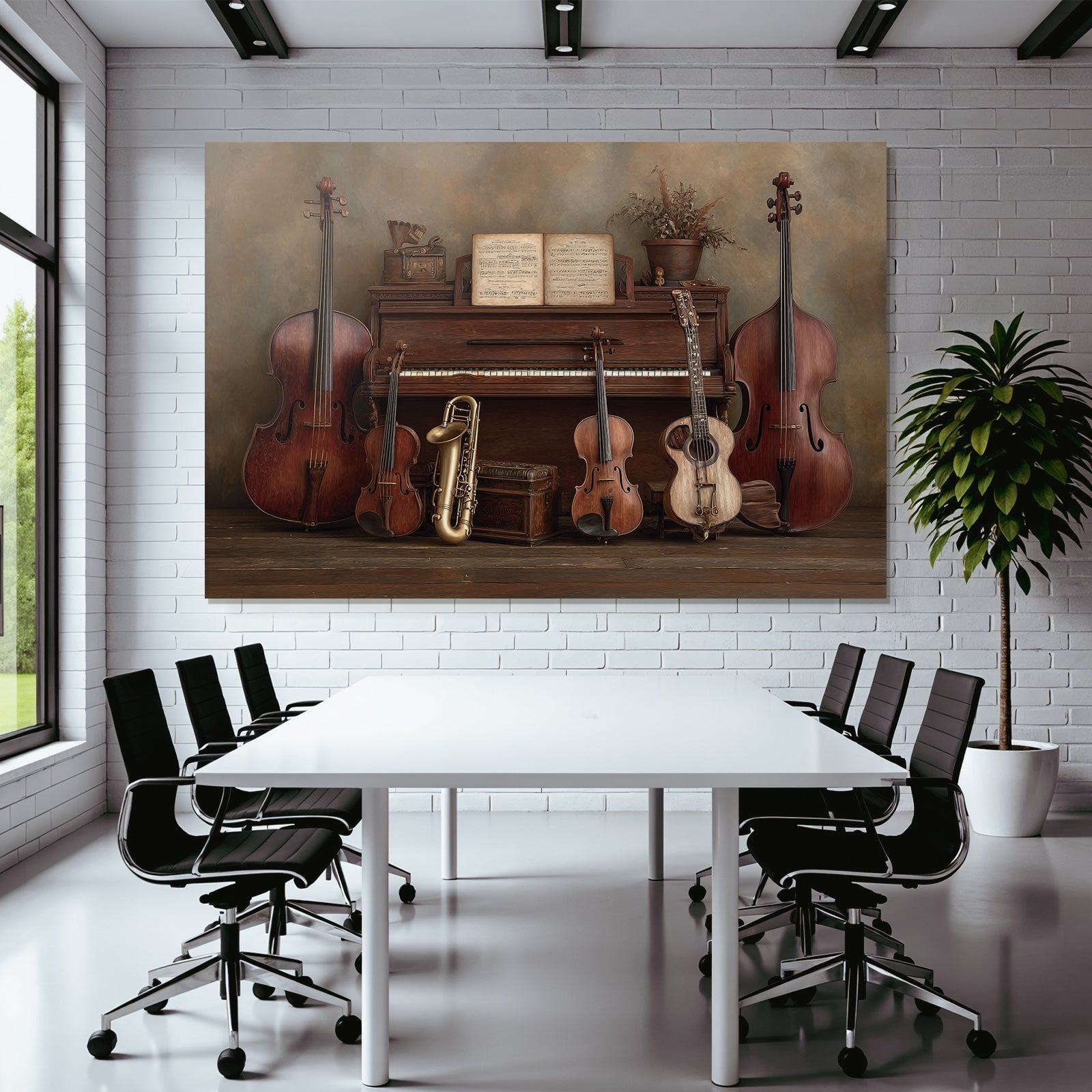 Vintage Piano Mit Streichinstrumenten Saxophon Und Gitarre