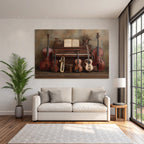 Vintage Piano Mit Streichinstrumenten Saxophon Und Gitarre