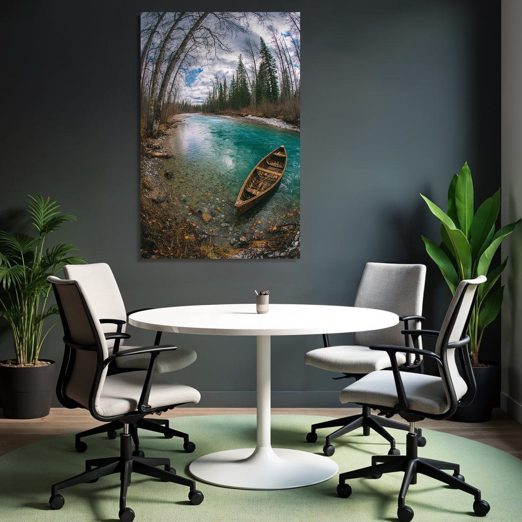 Friedliche Natur Landschaft Fluss Boot Baum Im Grünen