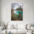 Friedliche Natur Landschaft Fluss Boot Baum Im Grünen