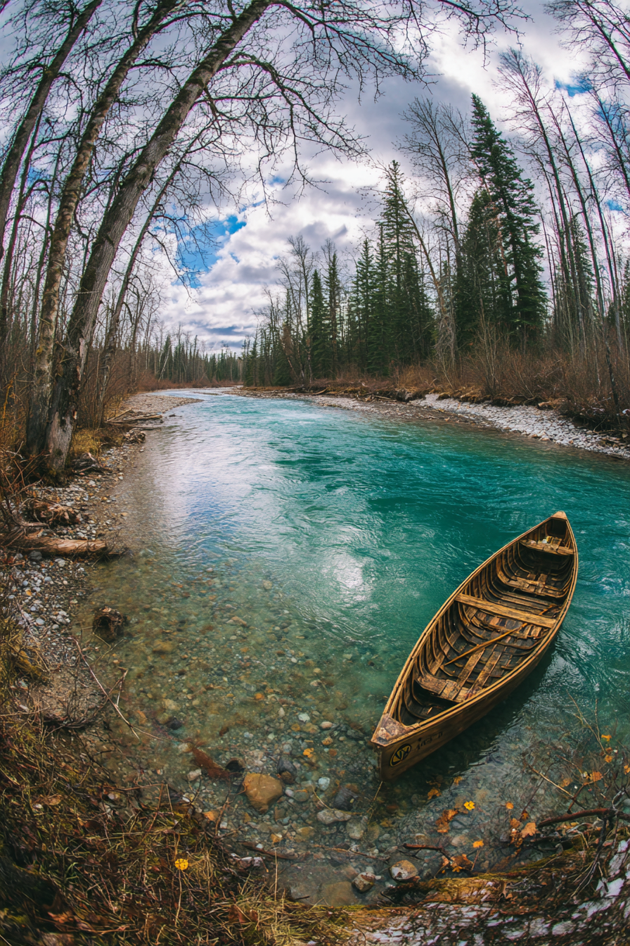 Friedliche Natur Landschaft Fluss Boot Baum Im Grünen | Reisen und Outdoor | Themen und Hobbys