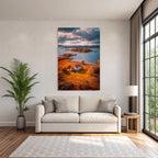 Herbstliche Landschaft Mit Haus Und Wasser Und Inseln