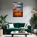Herbstliche Landschaft Mit Haus Und Wasser Und Inseln