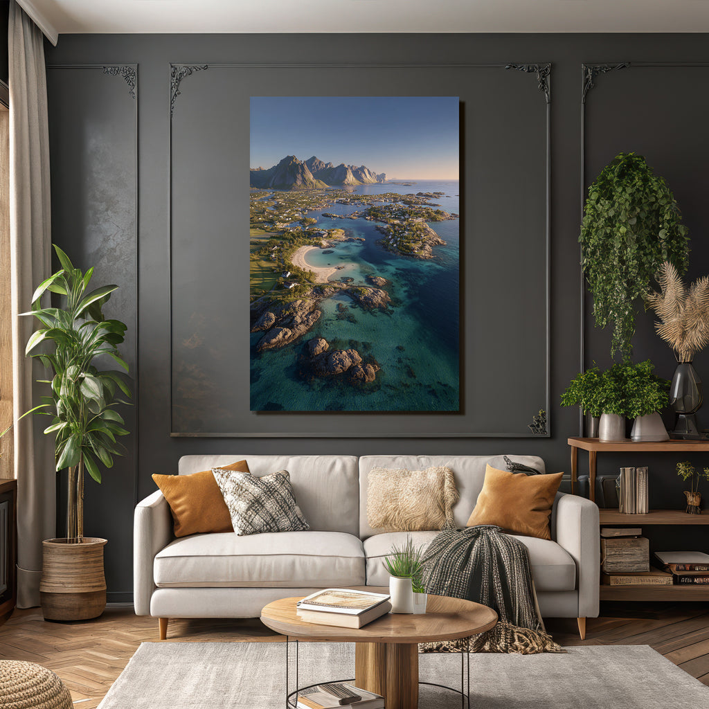 Küstenlandschaft Mit Strand Türkis Wasser Und Bergen