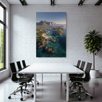 Küstenlandschaft Mit Strand Türkis Wasser Und Bergen