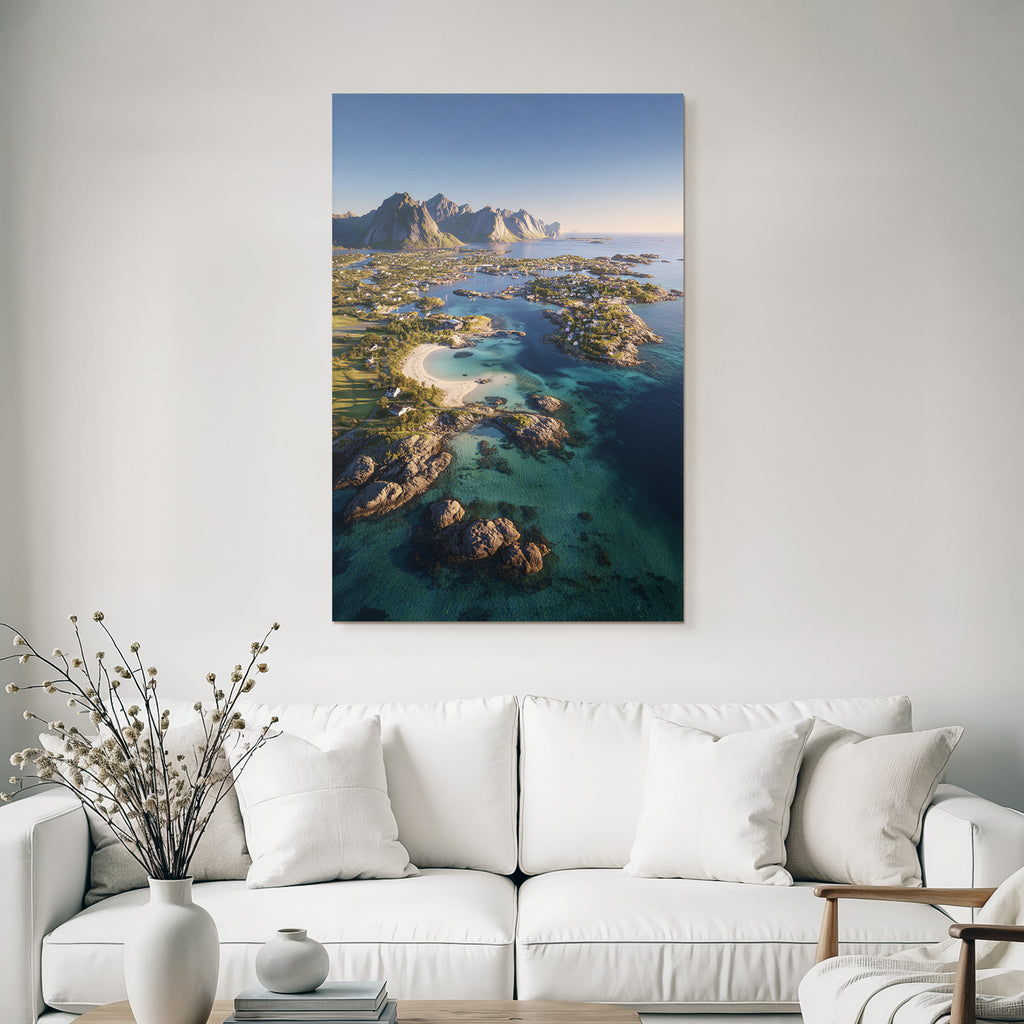 Küstenlandschaft Mit Strand Türkis Wasser Und Bergen