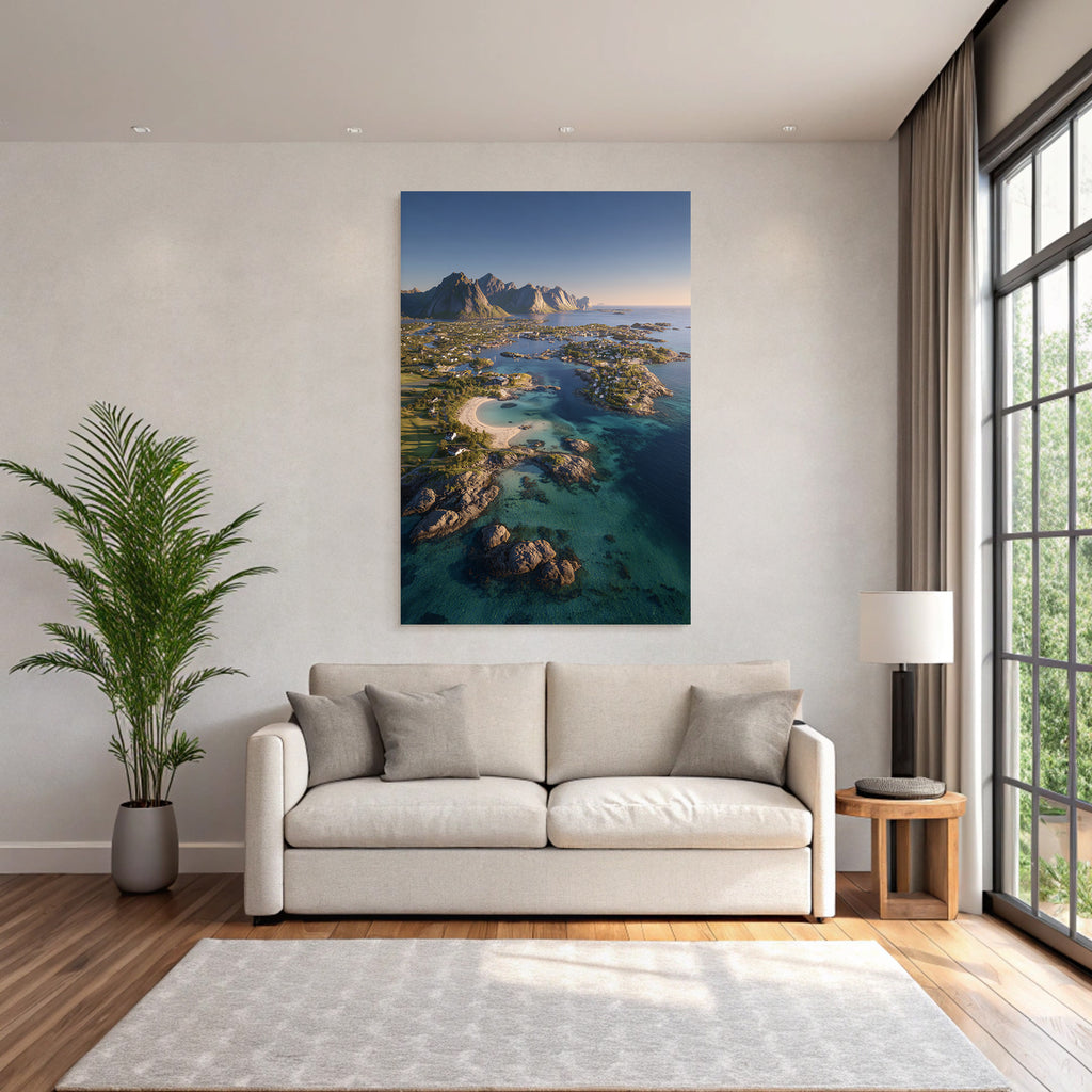 Küstenlandschaft Mit Strand Türkis Wasser Und Bergen
