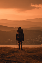 Wanderer Im Sonnenuntergang In Den Bergen | Reisen und Outdoor | Themen und Hobbys