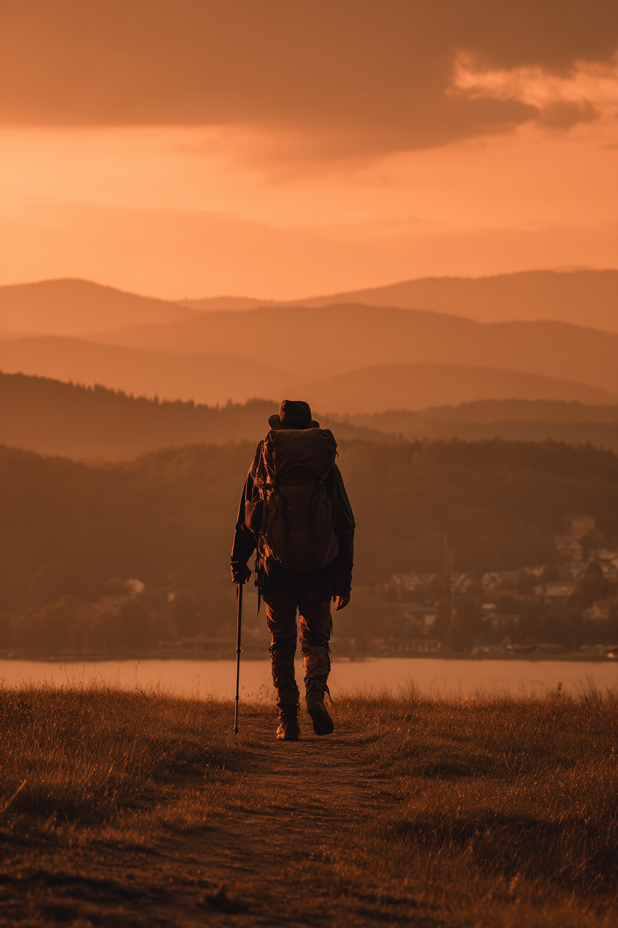 Wanderer Im Sonnenuntergang In Den Bergen | Reisen und Outdoor | Themen und Hobbys