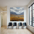 Landschaft Mit Feldern Und Bergen Mit Figuren