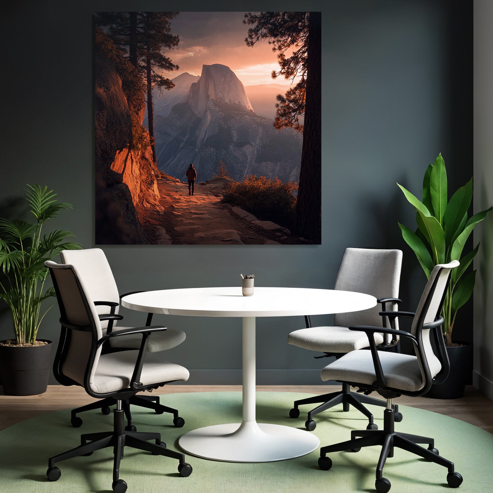 Landschaft Mit Person Und Berg Im Sonnenuntergang Nationalpark