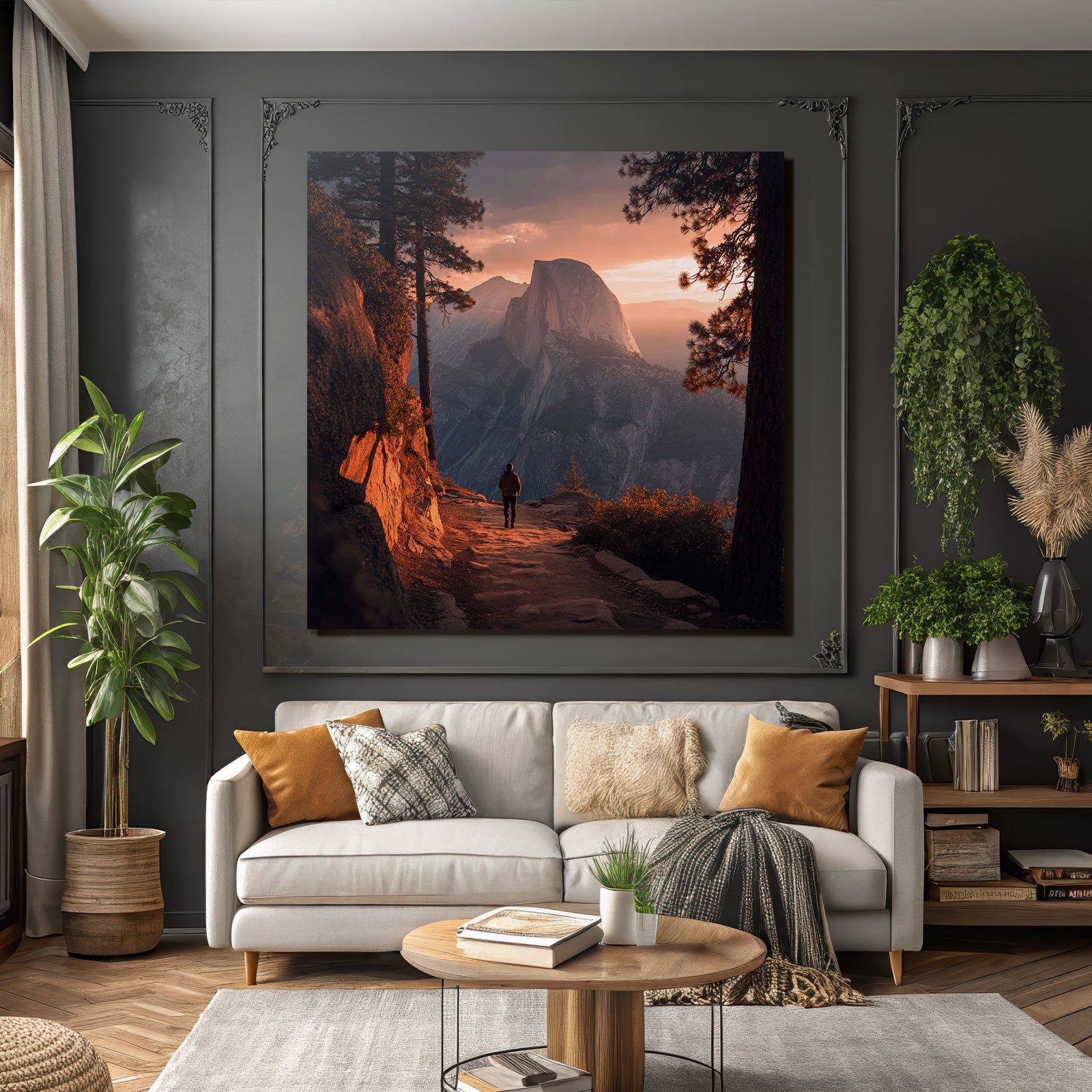 Landschaft Mit Person Und Berg Im Sonnenuntergang Nationalpark