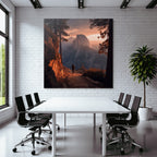 Landschaft Mit Person Und Berg Im Sonnenuntergang Nationalpark